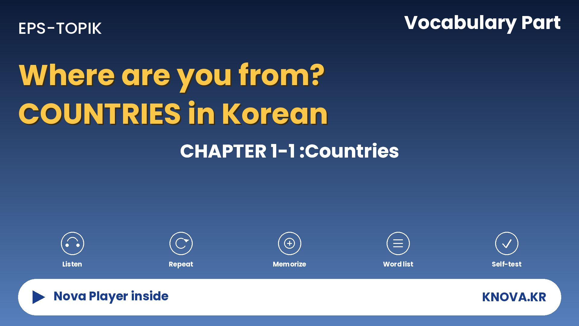 EPS-TOPIK Chapter 1-1 Vocabulary – Country names in Korean | Teacher Nova
