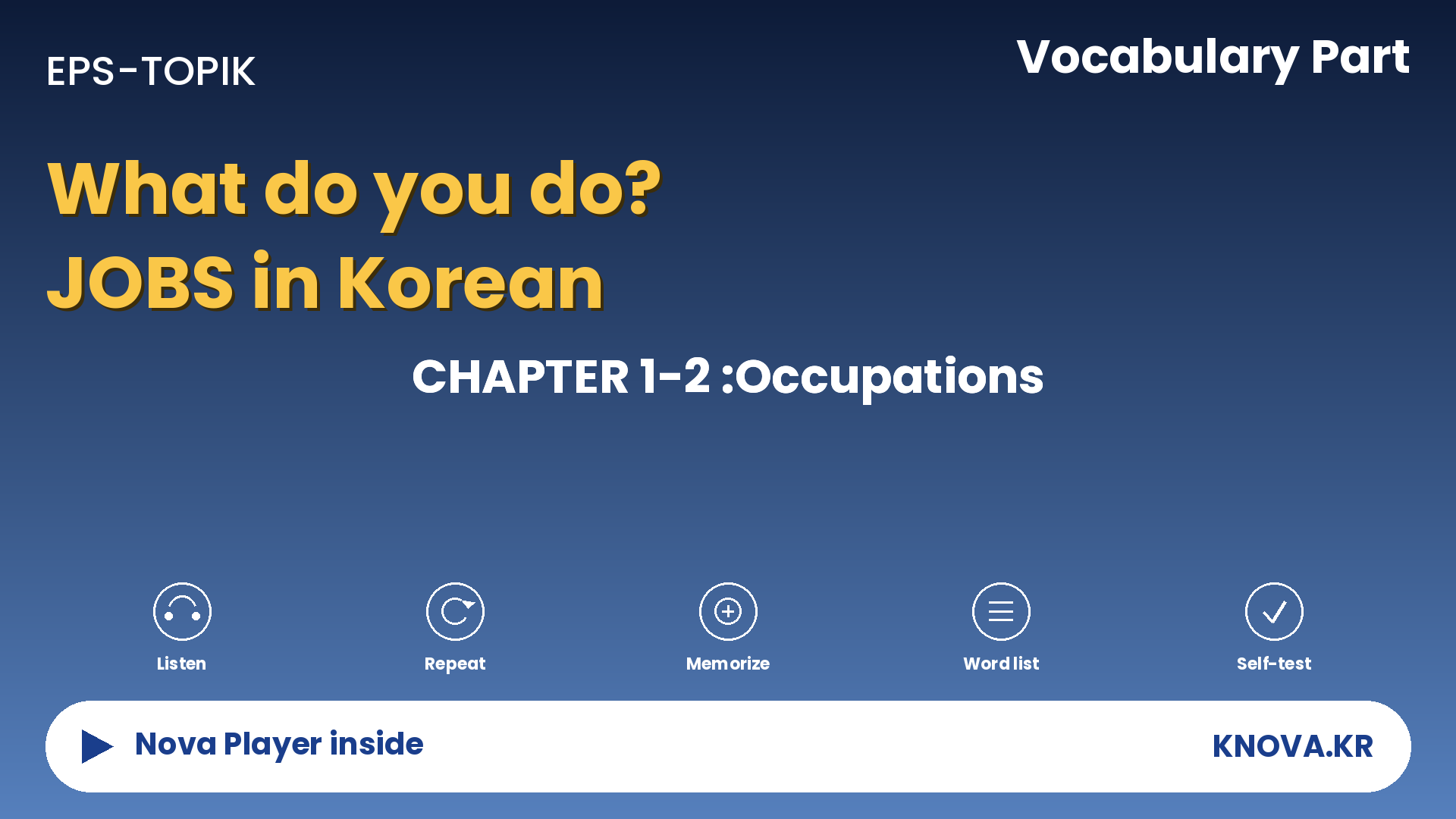 EPS-TOPIK Chapter 1-2 Vocabulary – Occupations and basic expressions in Korean | Teacher Nova