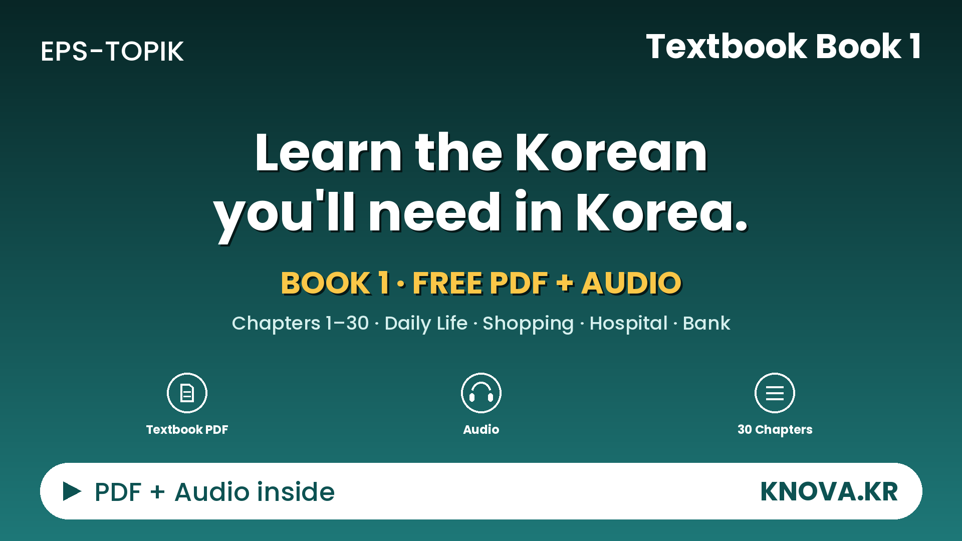 EPS-TOPIK Book 1 PDF and Audio – All 30 Chapters | Teacher Nova