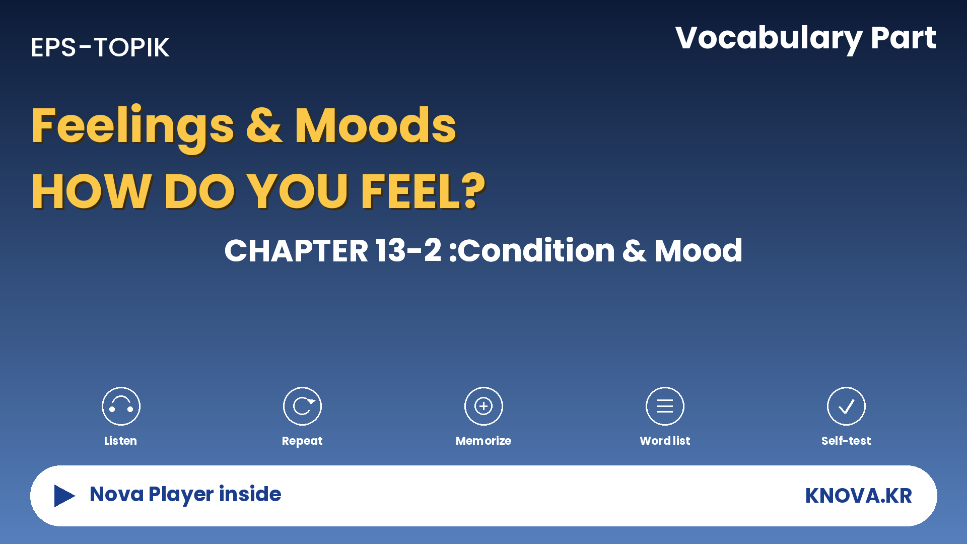 EPS-TOPIK Chapter 13-2 Vocabulary – States and feelings in Korean | Teacher Nova