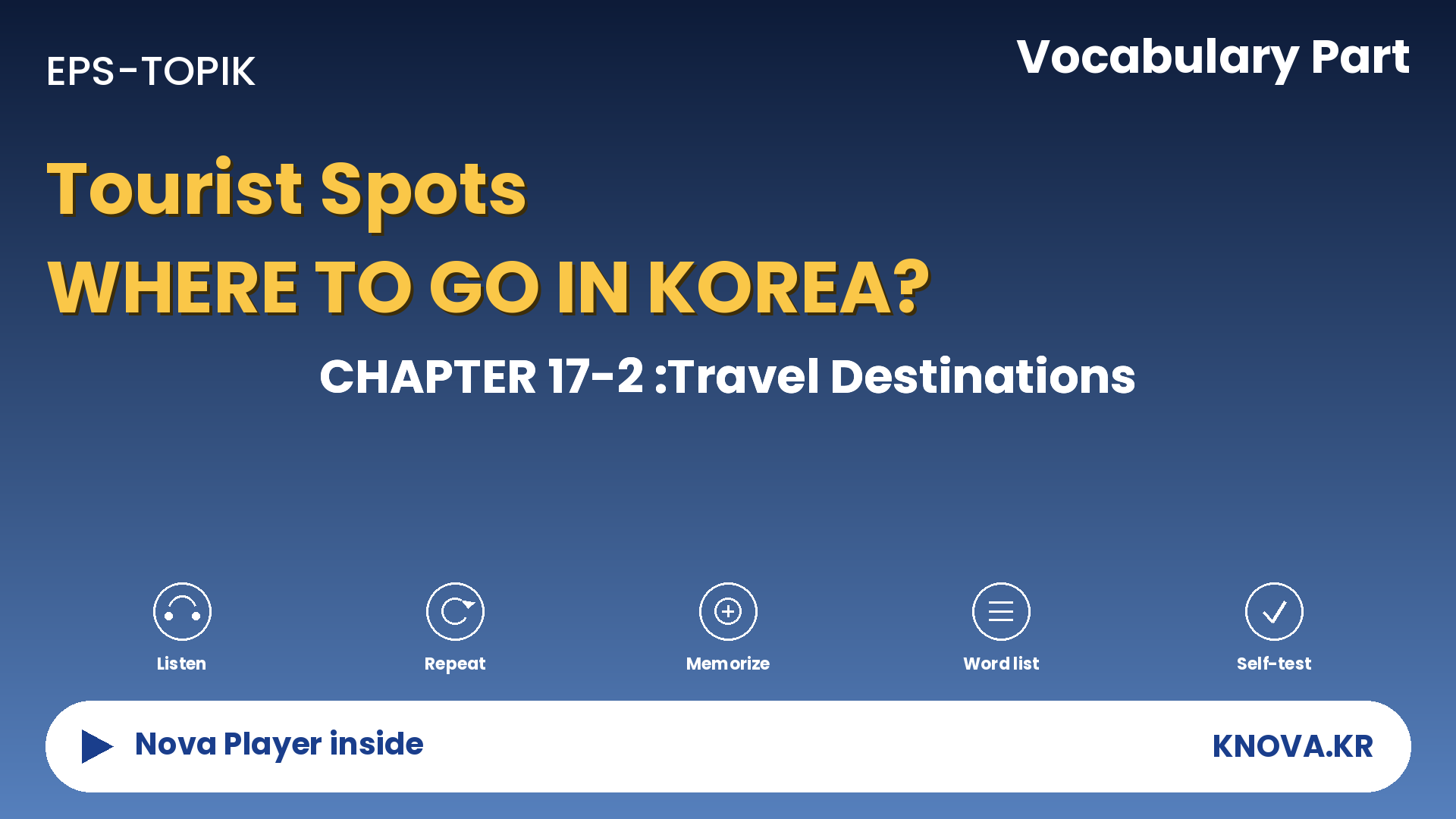 EPS-TOPIK Chapter 17-2 Vocabulary – Travel destinations in Korean | Teacher Nova