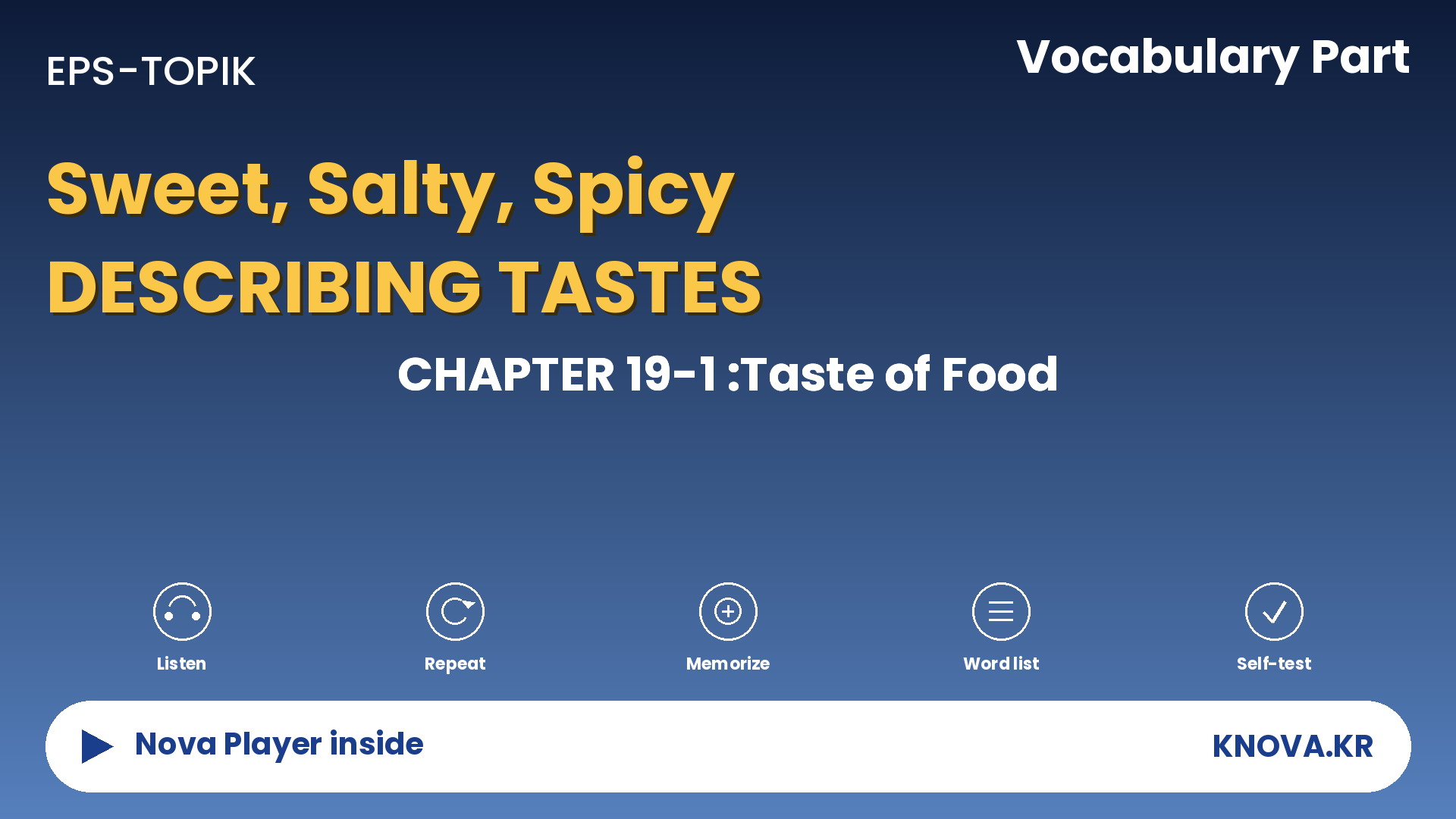 EPS-TOPIK Chapter 19-1 Vocabulary – Taste and flavor in Korean | Teacher Nova