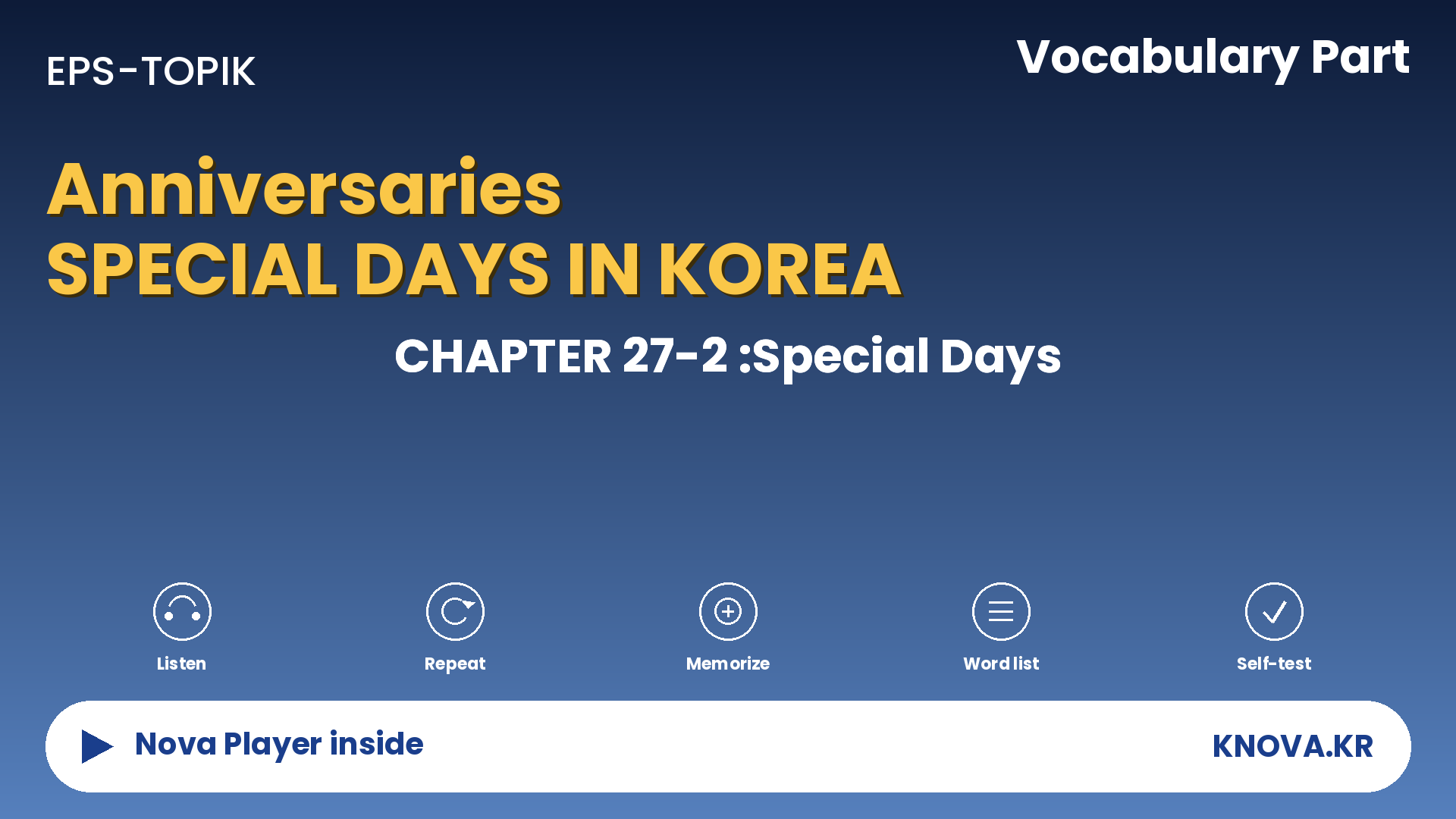 EPS-TOPIK Chapter 27-2 Vocabulary – Special days vocabulary in Korean | Teacher Nova