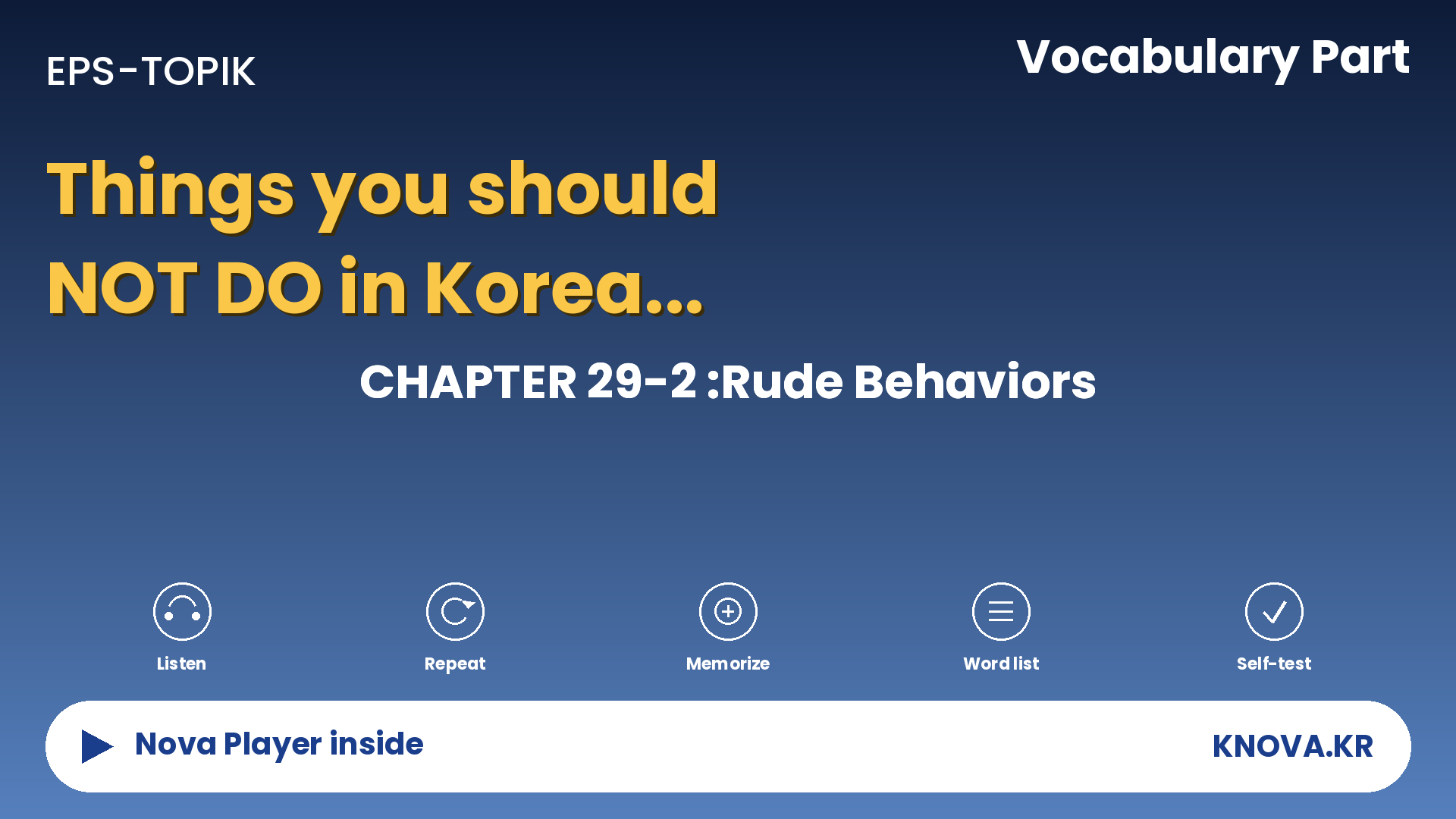 EPS-TOPIK Chapter 29-2 Vocabulary – Disrespectful actions vocabulary in Korean | Teacher Nova