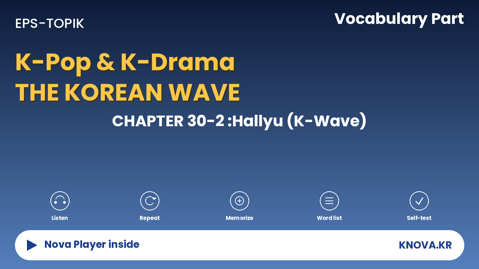 EPS-TOPIK Chapter 30-2 Vocabulary – Hallyu (Korean Wave) vocabulary | Teacher Nova
