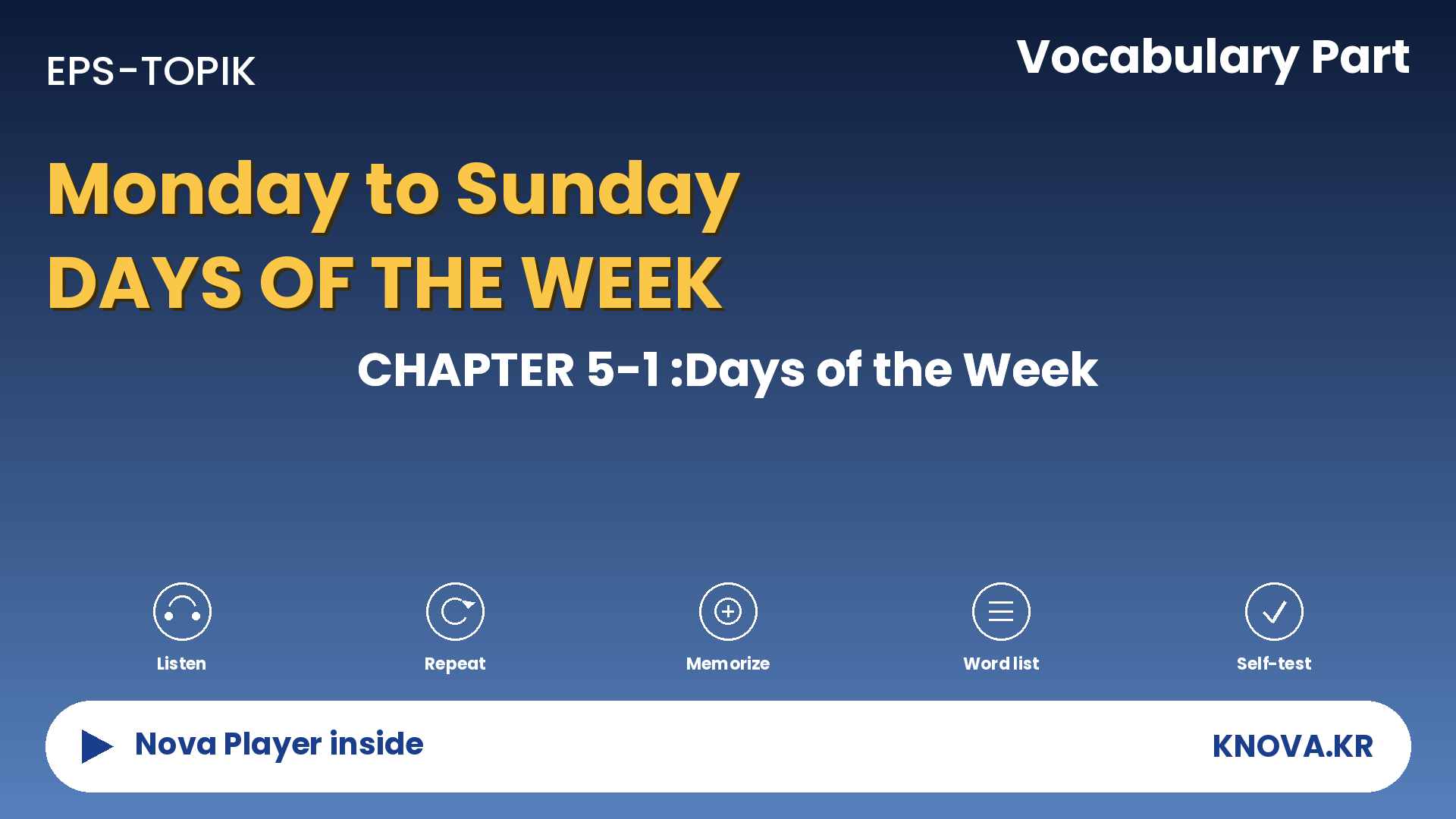 EPS-TOPIK Chapter 5-1 Vocabulary – Days of the week in Korean | Teacher Nova