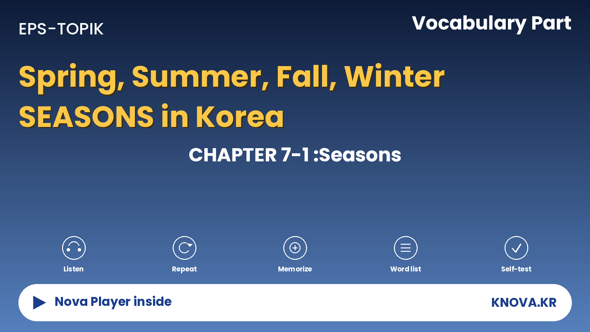 EPS-TOPIK Chapter 7-1 Vocabulary – Seasons in Korean | Teacher Nova