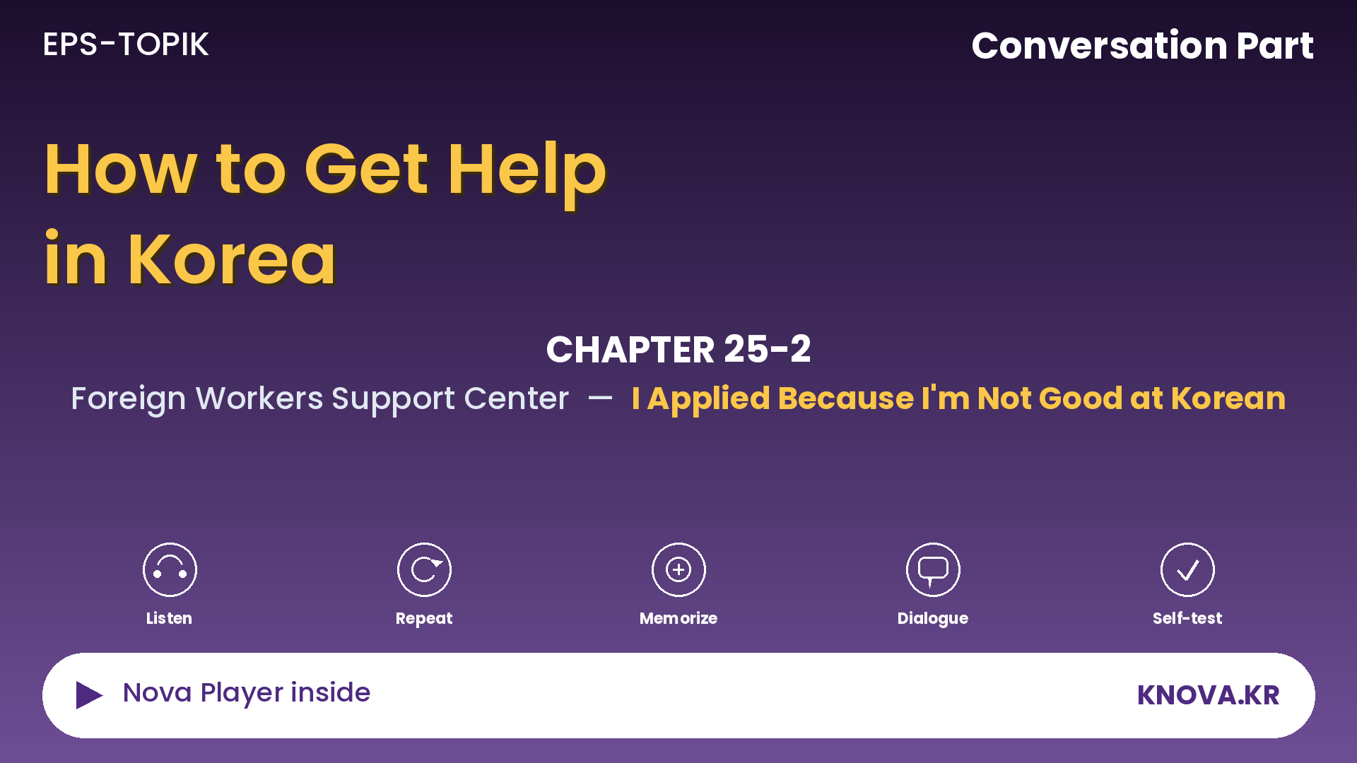 EPS-TOPIK Chapter 25-2 Conversation – Using Expressions Needed for Program Applications in Korean | Teacher Nova