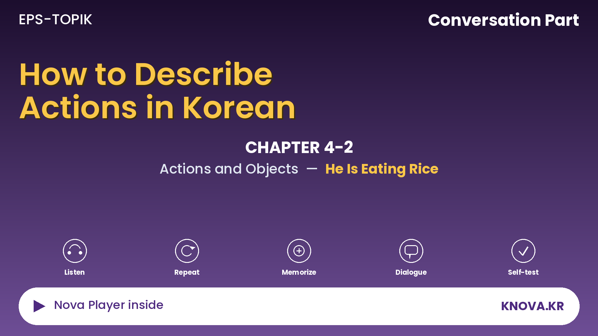 EPS-TOPIK Chapter 4-2 Conversation – Asking and Answering About Actions in Korean | Teacher Nova
