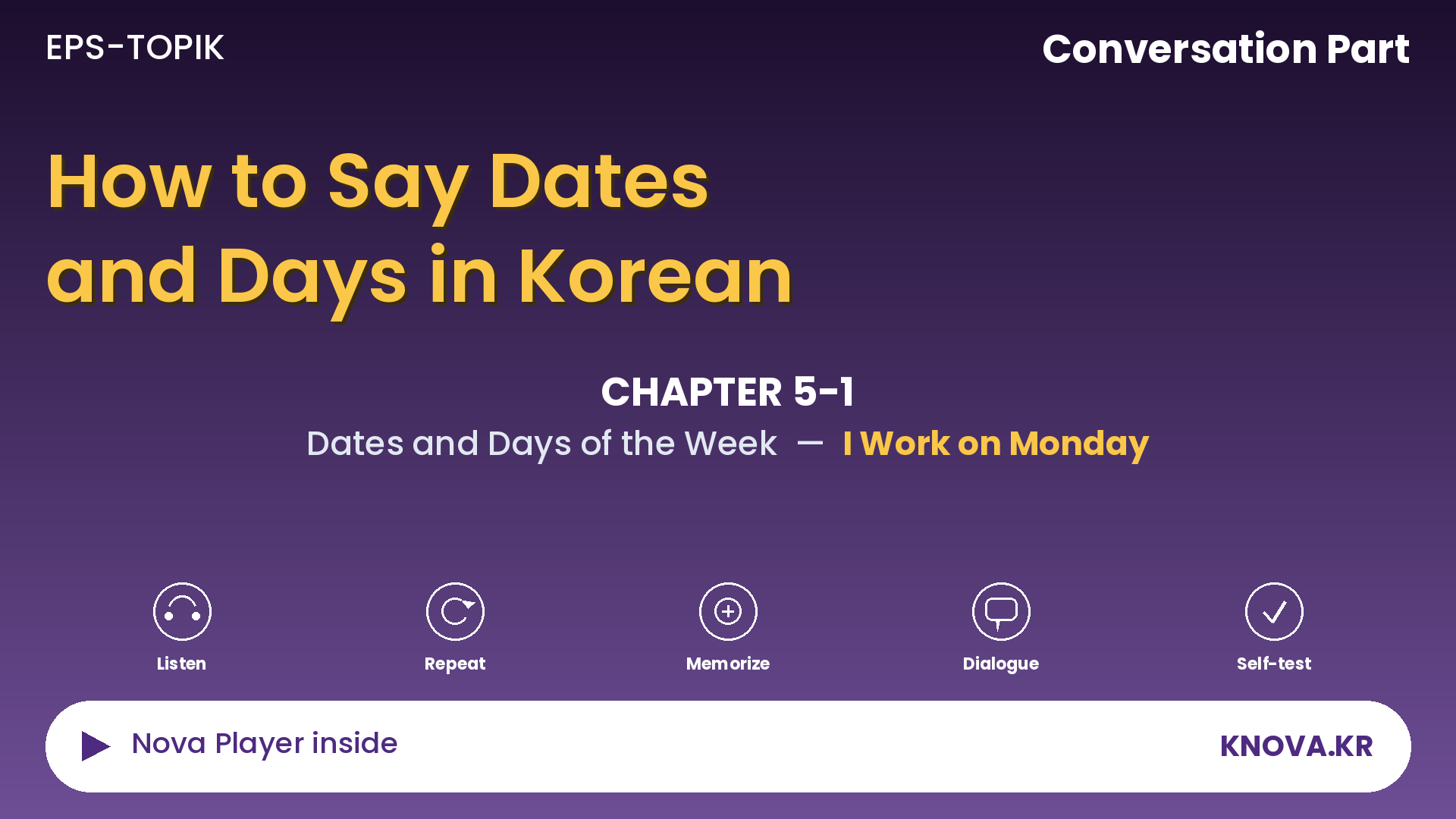 EPS-TOPIK Chapter 5-1 Conversation – Talking About Days of the Week in Korean | Teacher Nova