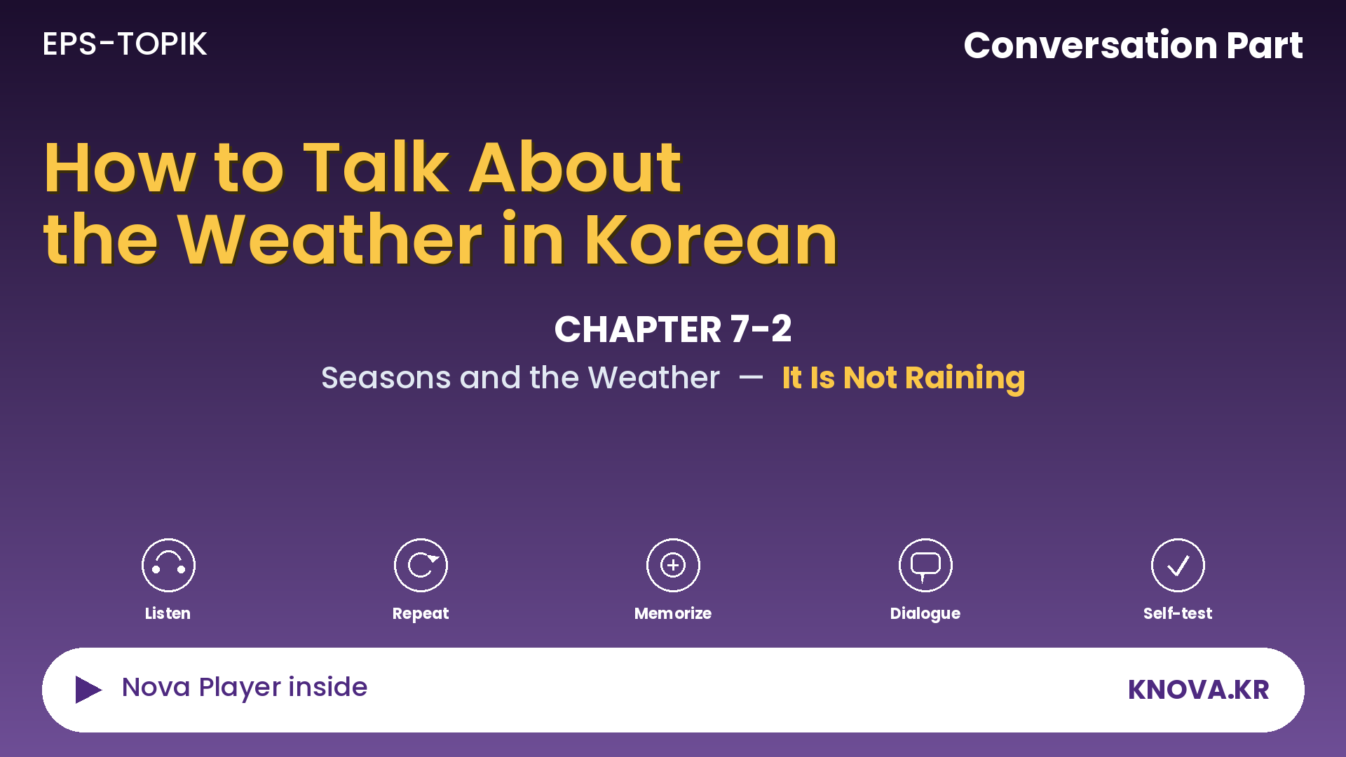 EPS-TOPIK Chapter 7-2 Conversation – Asking and Answering Questions About the Weather in Korean | Teacher Nova