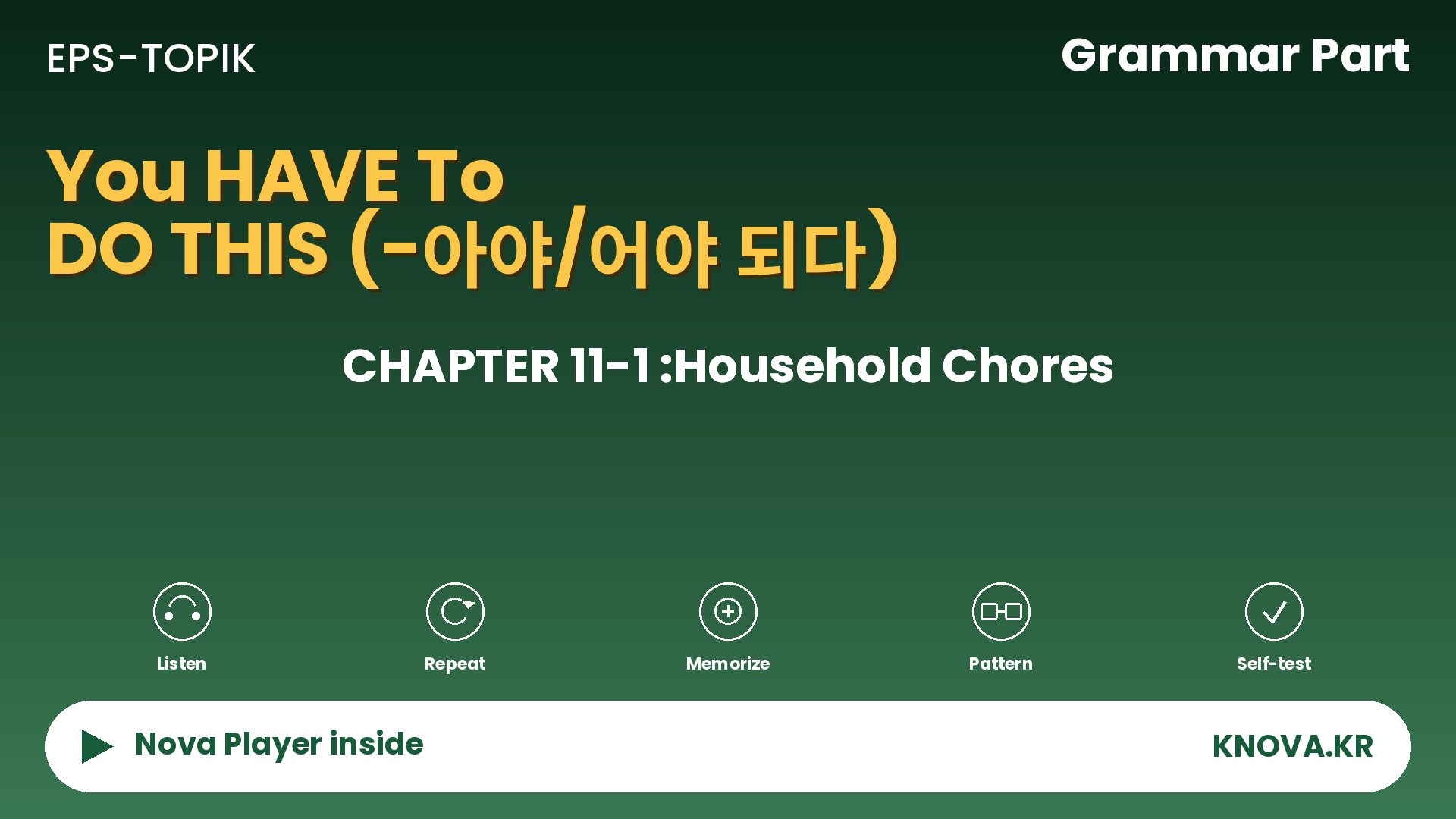 EPS-TOPIK Chapter 11-1 Grammar – Saying What You Have To Do in Korean | Teacher Nova