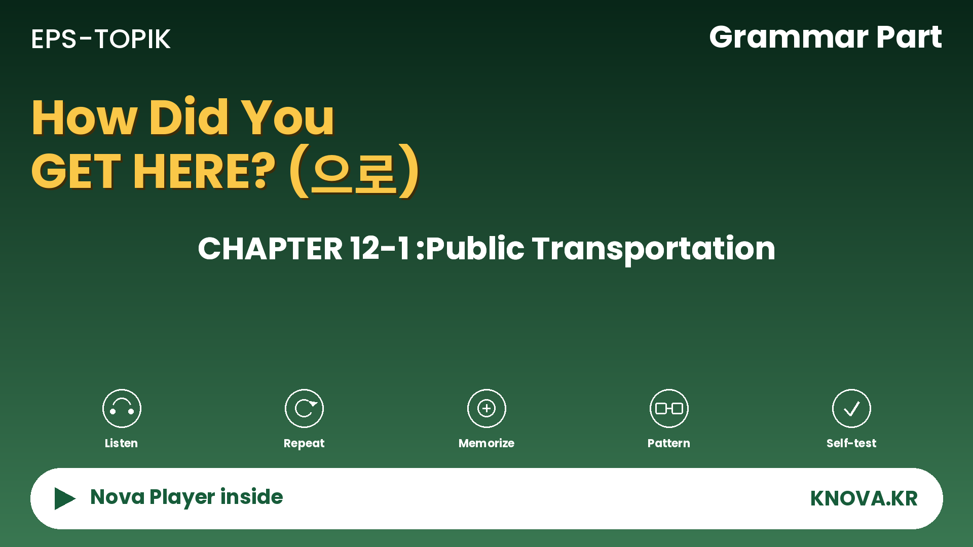  EPS-TOPIK Chapter 12-1 Grammar – Means of Transportation in Korean | Teacher Nova