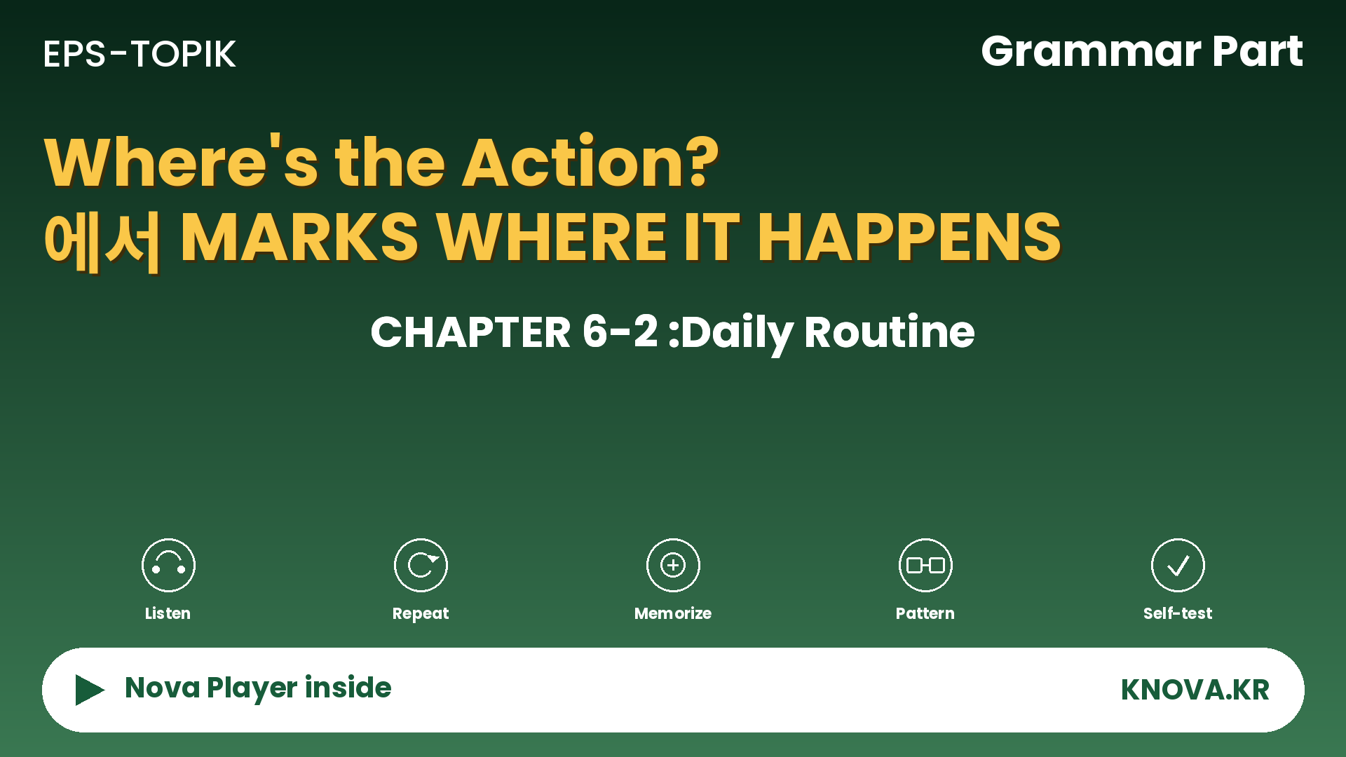 EPS-TOPIK Chapter 6-2 Grammar – The action-location particle in Korean | Teacher Nova