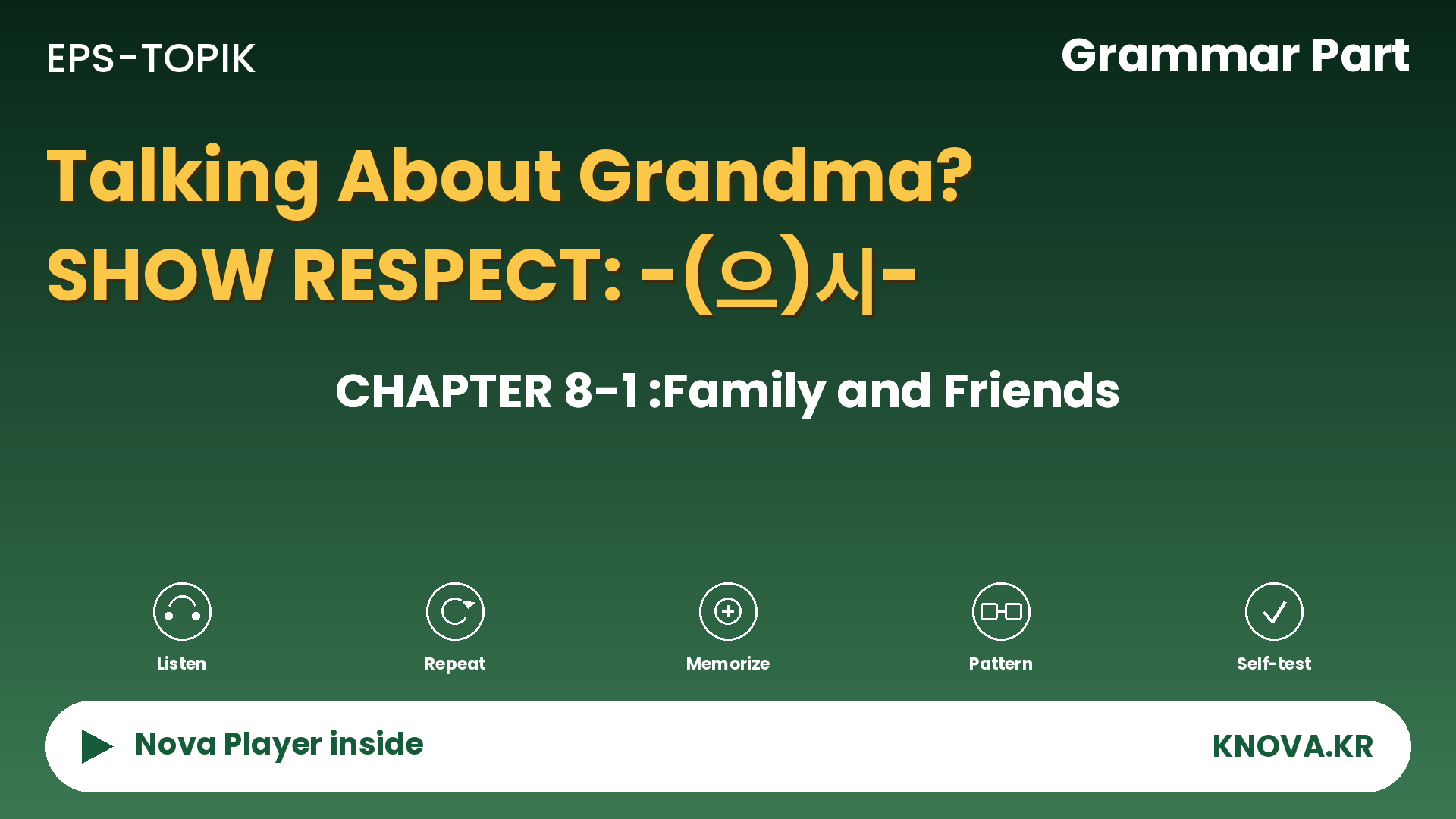  EPS-TOPIK Chapter 8-1 Grammar – The subject honorific in Korean | Teacher Nova
