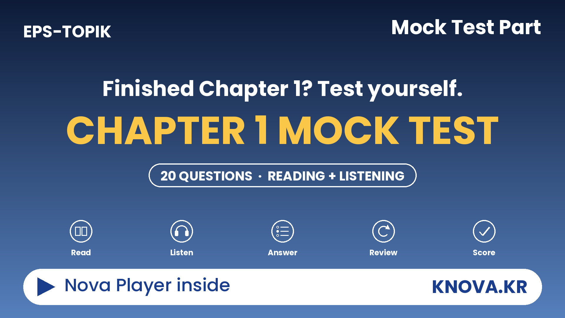 EPS-TOPIK Chapter 1 Mock Test – 20 reading and listening questions
