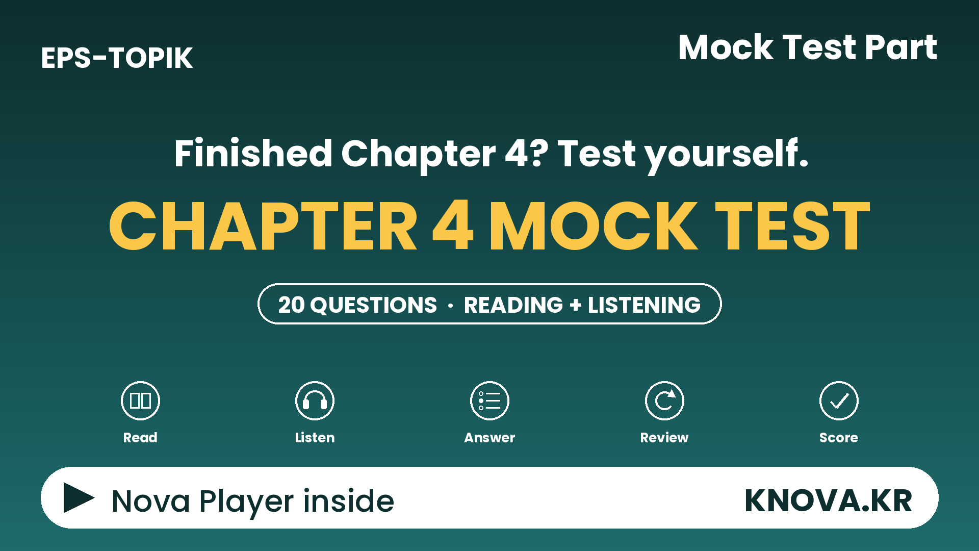 EPS-TOPIK Chapter 4 Mock Test - Actions and Objects 20 questions with Korean audio